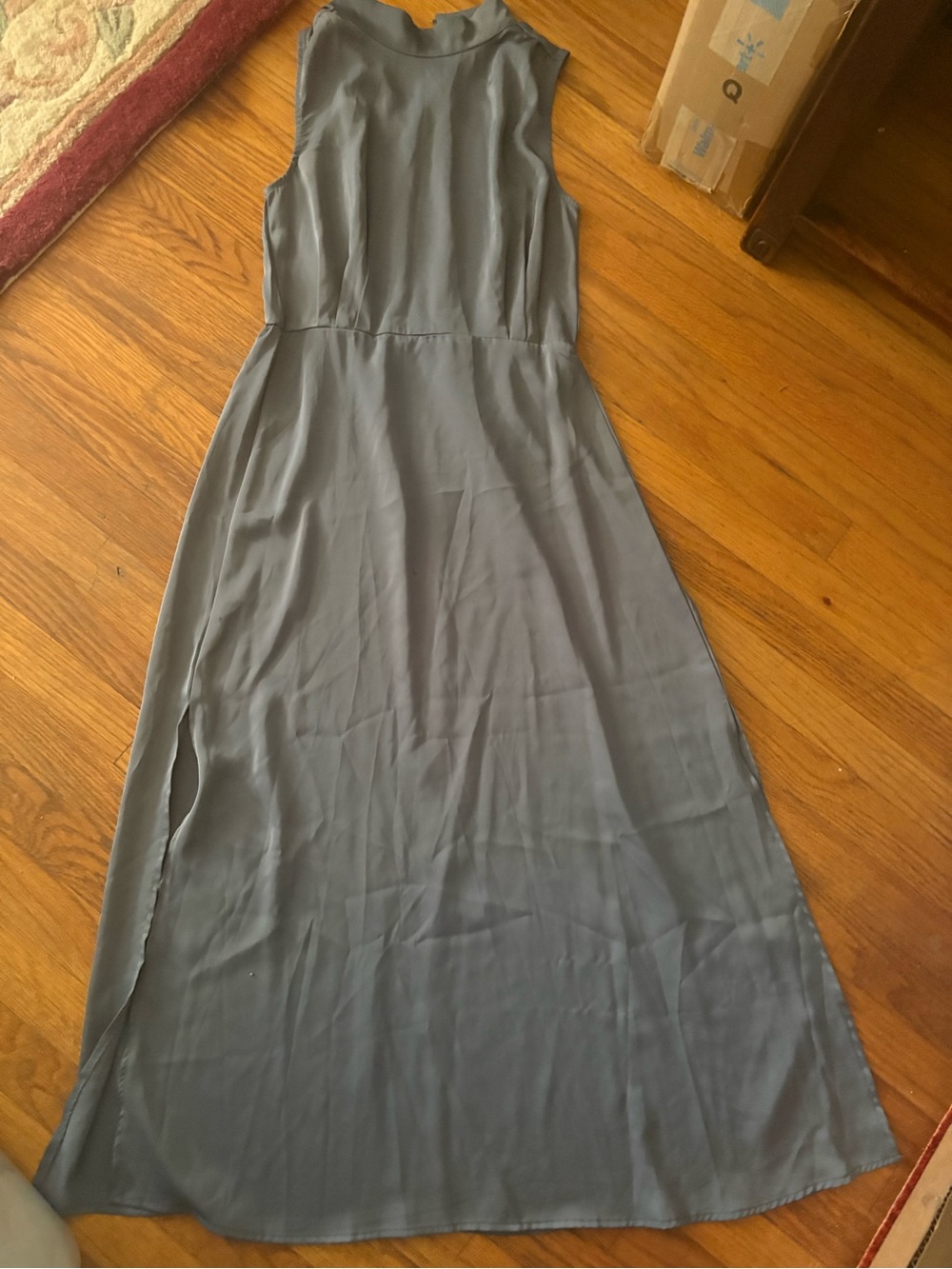 High-Neck Sleeveless Maxi Dress in Slate Gray - Picture 2 of 3